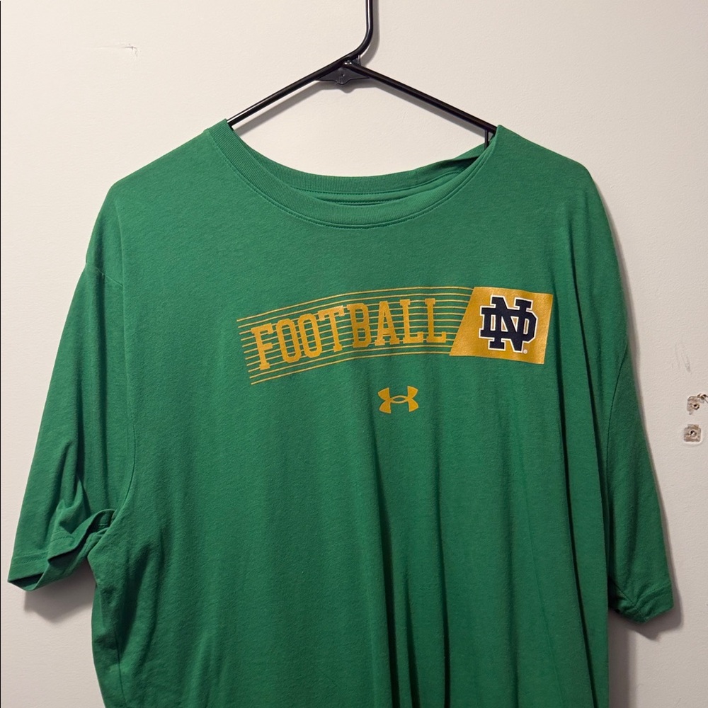 Under Armour Green Football Tee with Yellow Accents